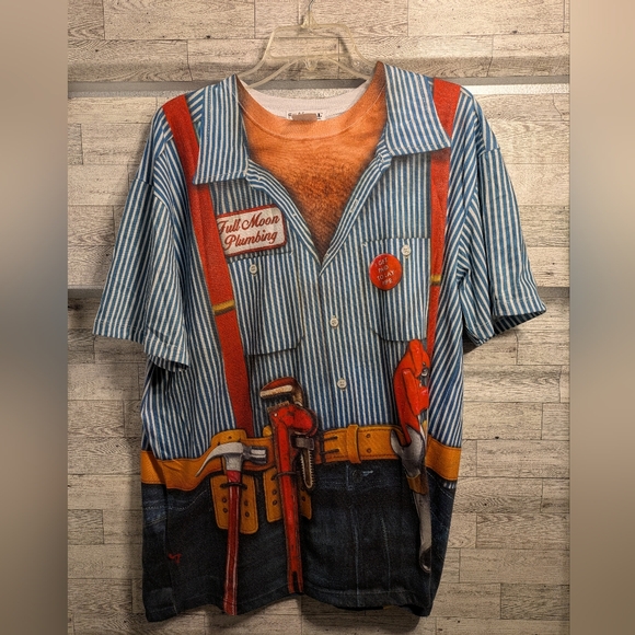 Faux Real Other - Faux Real Striped Plumber Graphic T-Shirt Size Xl